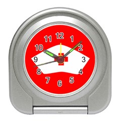 Tabla Laboral Sign Red White Travel Alarm Clocks by Mariart