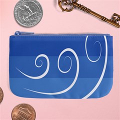 Ventigender Flags Wave Waves Chevron Leaf Blue White Large Coin Purse by Mariart