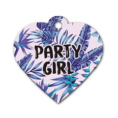 Palm Leaves Party Girl Dog Tag Heart (one Sided)  by pushu