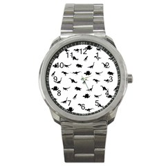 Dinosaurs Pattern Sport Metal Watch by Valentinaart