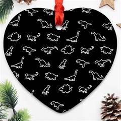 Dinosaurs Pattern Heart Ornament (two Sides) by Valentinaart