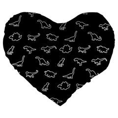 Dinosaurs Pattern Large 19  Premium Heart Shape Cushions by Valentinaart