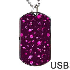 Space Pattern Dog Tag Usb Flash (two Sides) by ValentinaDesign