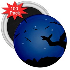 Nightscape Landscape Illustration 3  Magnets (100 Pack) by dflcprints