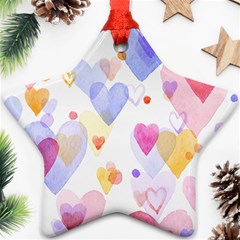 Watercolor Cute Hearts Background Ornament (star) by TastefulDesigns