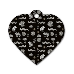 Aztecs Pattern Dog Tag Heart (one Side) by ValentinaDesign