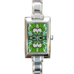 Fractal Art Green Pattern Design Rectangle Italian Charm Watch by Nexatart