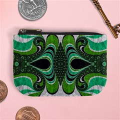 Fractal Art Green Pattern Design Mini Coin Purses by Nexatart