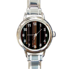 Fallen Christmas Lights And Light Trails Round Italian Charm Watch by Mariart