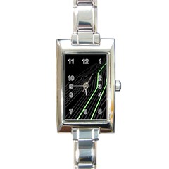 Green Lines Black Anime Arrival Night Light Rectangle Italian Charm Watch by Mariart