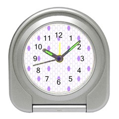 Purple White Hexagon Dots Travel Alarm Clocks by Mariart