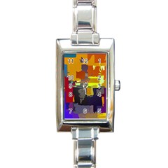 Abstract Vibrant Colour Rectangle Italian Charm Watch by Nexatart