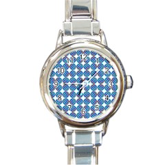 Geometric Dots Pattern Rainbow Round Italian Charm Watch by Nexatart