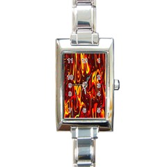 Effect Pattern Brush Red Orange Rectangle Italian Charm Watch by Nexatart