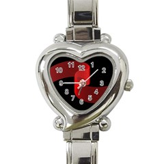 Tape Strip Red Black Amoled Wave Waves Chevron Heart Italian Charm Watch by Mariart