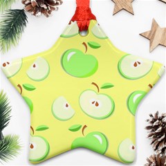 Apples Apple Pattern Vector Green Ornament (star) by Nexatart