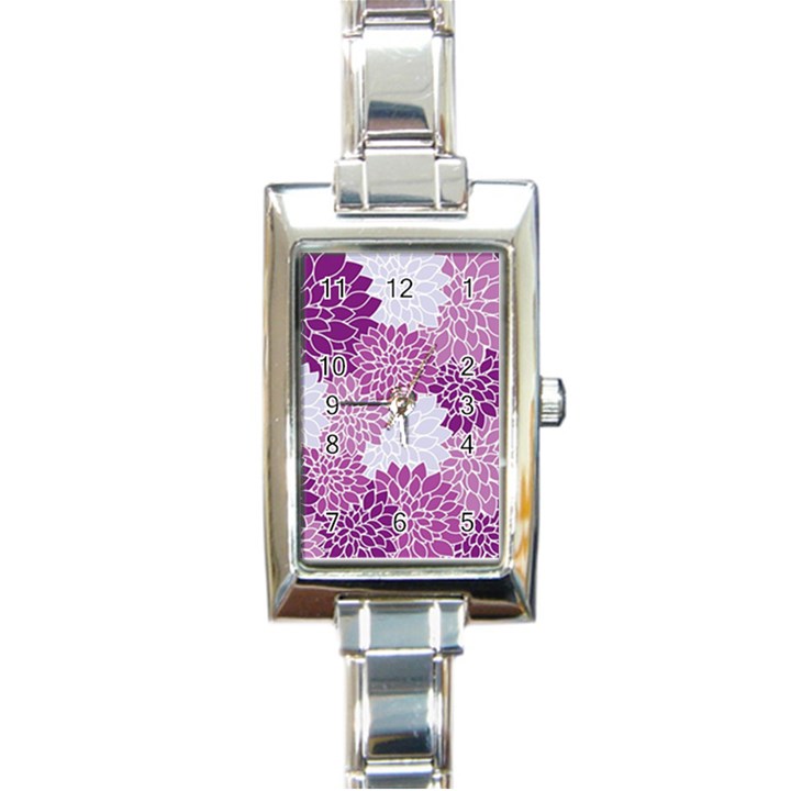 Floral Wallpaper Flowers Dahlia Rectangle Italian Charm Watch