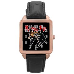 Kung Fu  Rose Gold Leather Watch  by Valentinaart