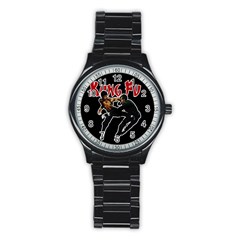 Kung Fu  Stainless Steel Round Watch by Valentinaart