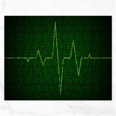 Heart Rate Green Line Light Healty Rectangular Jigsaw Puzzl by Mariart