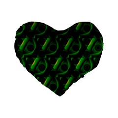 Green Eye Line Triangle Poljka Standard 16  Premium Flano Heart Shape Cushions by Mariart