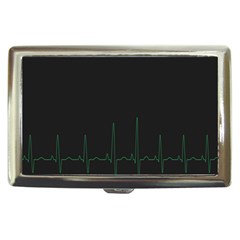 Heart Rate Line Green Black Wave Chevron Waves Cigarette Money Cases by Mariart