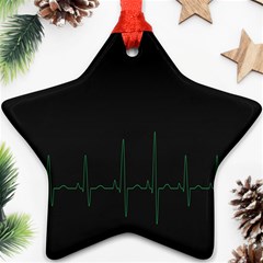 Heart Rate Line Green Black Wave Chevron Waves Star Ornament (two Sides) by Mariart