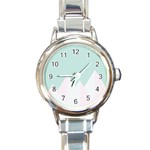 Montain Blue Snow Chevron Wave Pink Round Italian Charm Watch Front