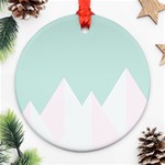 Montain Blue Snow Chevron Wave Pink Round Ornament (Two Sides) Back