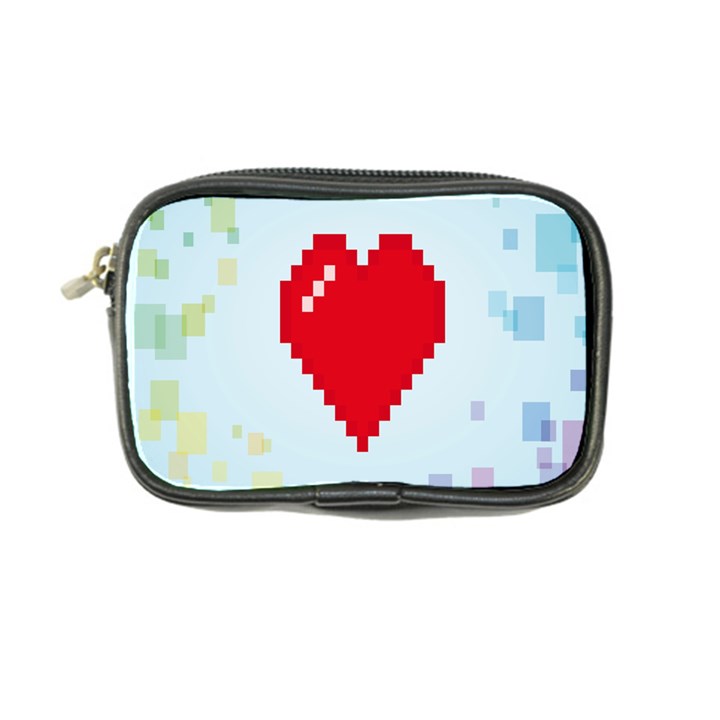 Red Heart Love Plaid Red Blue Coin Purse