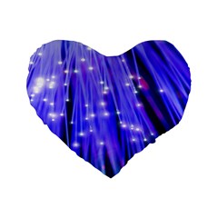 Neon Light Line Vertical Blue Standard 16  Premium Heart Shape Cushions by Mariart