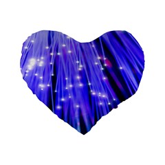 Neon Light Line Vertical Blue Standard 16  Premium Flano Heart Shape Cushions by Mariart