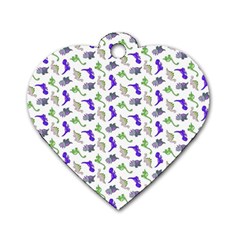 Dinosaurs Pattern Dog Tag Heart (one Side) by ValentinaDesign