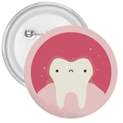 Sad Tooth Pink 3  Buttons by Mariart