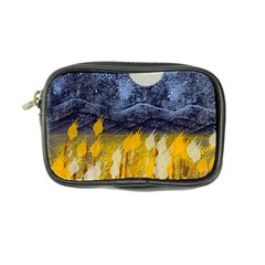 Blue And Gold Landscape With Moon Coin Purse by digitaldivadesigns