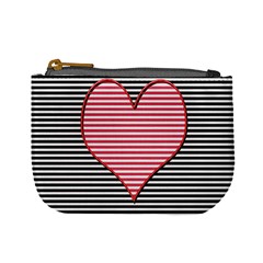 Heart Stripes Symbol Striped Mini Coin Purses by Nexatart