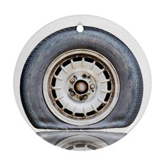 Flat Tire Vehicle Wear Street Round Ornament (two Sides) by Nexatart