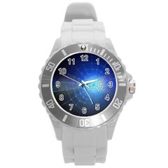 Network Cobweb Networking Bill Round Plastic Sport Watch (l) by Nexatart