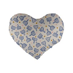 Glass Polka Circle Blue Standard 16  Premium Flano Heart Shape Cushions by Mariart