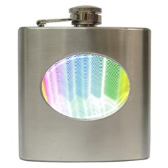 Light Means Net Pink Rainbow Waves Wave Chevron Green Hip Flask (6 Oz) by Mariart