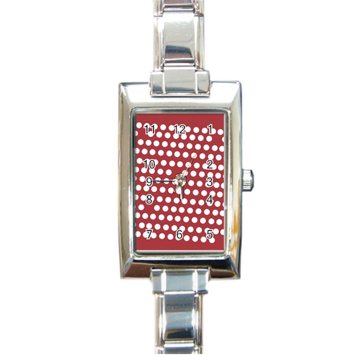 Pink White Polka Dots Rectangle Italian Charm Watch