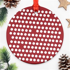 Pink White Polka Dots Ornament (round) by Mariart