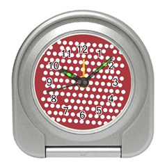 Pink White Polka Dots Travel Alarm Clocks by Mariart