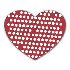 Pink White Polka Dots Heart Mousepads by Mariart