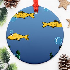 Water Bubbles Fish Seaworld Blue Ornament (round) by Mariart