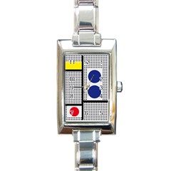 Watermark Circle Polka Dots Black Red Yellow Plaid Rectangle Italian Charm Watch by Mariart