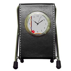 Watermark Circle Polka Dots Black Red Pen Holder Desk Clocks by Mariart