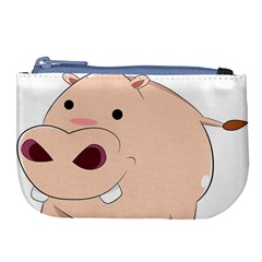 Happy Cartoon Baby Hippo Large Coin Purse by Catifornia