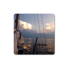 Sailing Into The Storm Square Magnet by oddzodd