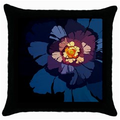 Flower Throw Pillow Case (black) by oddzodd